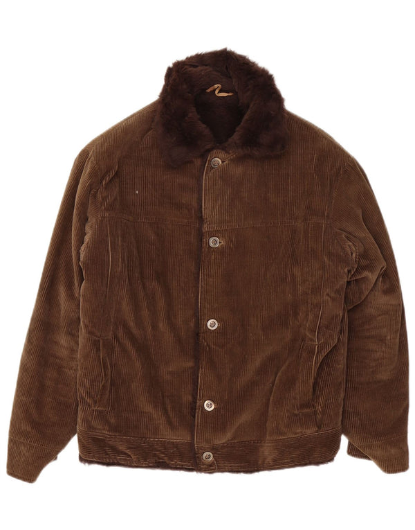 Vintage hombres Sherpa Corduroy chaqueta Reino Unido 36 pequeño marrón
