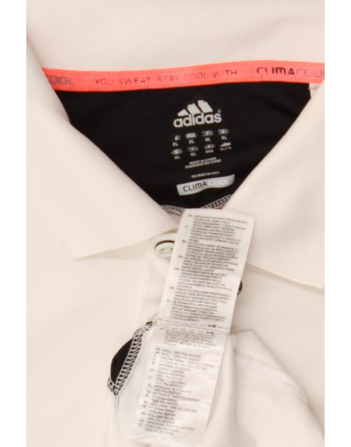 ADIDAS Polo Climacool para hombre XL Blanco Colorblock Poliéster