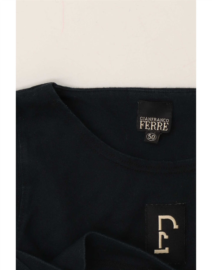 Gianfranco Ferre Top gráfico para hombre manga larga IT 50 Azul marino mediano