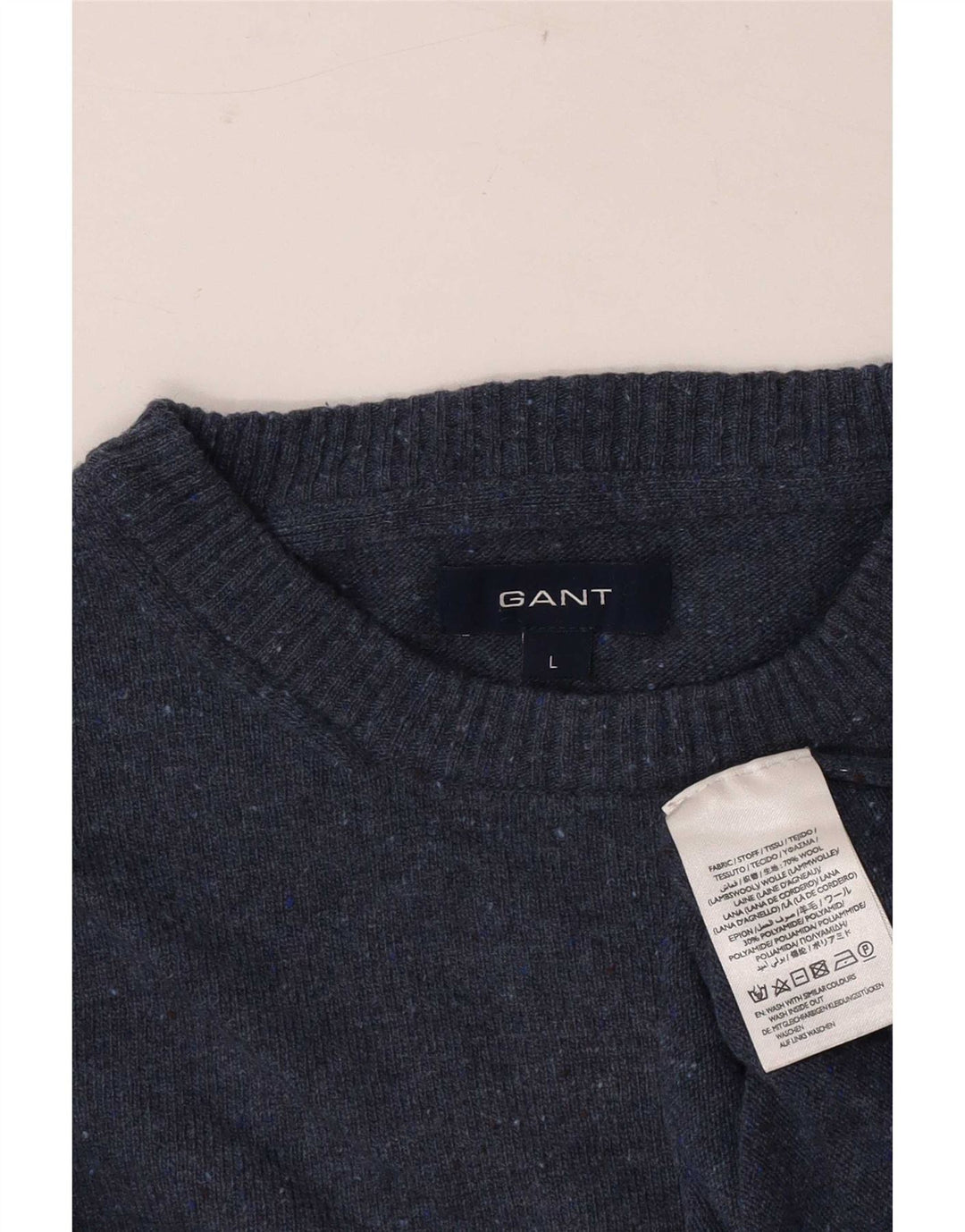 Gant Jersey De Cuello Redondo Para Hombre Jersey De Lana Moteada Azul Grande