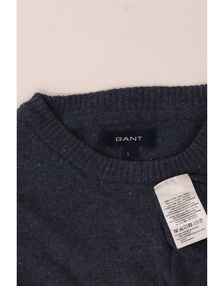 Gant Jersey De Cuello Redondo Para Hombre Jersey De Lana Moteada Azul Grande
