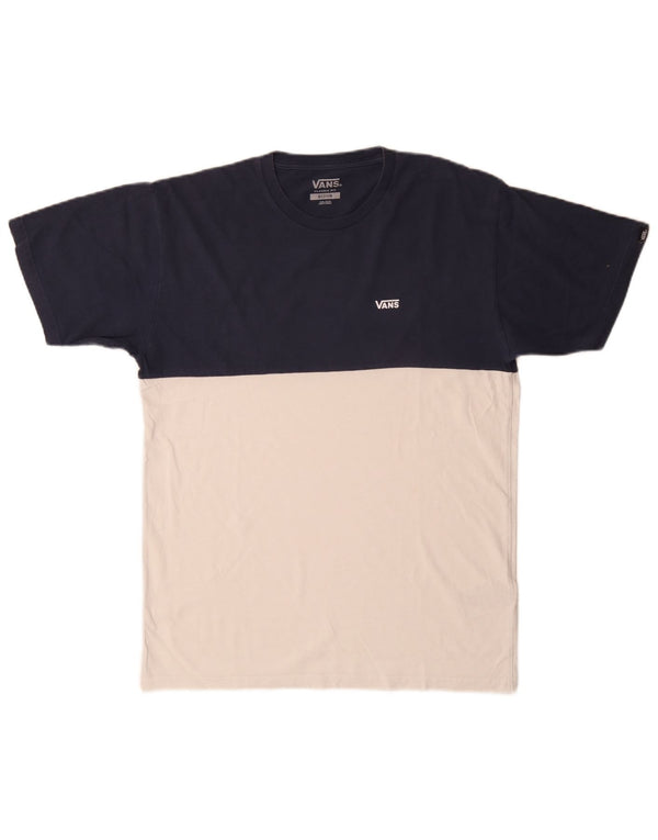 Vans Hombre Classic Fit Camiseta Top Algodón Colorblock Azul Medio