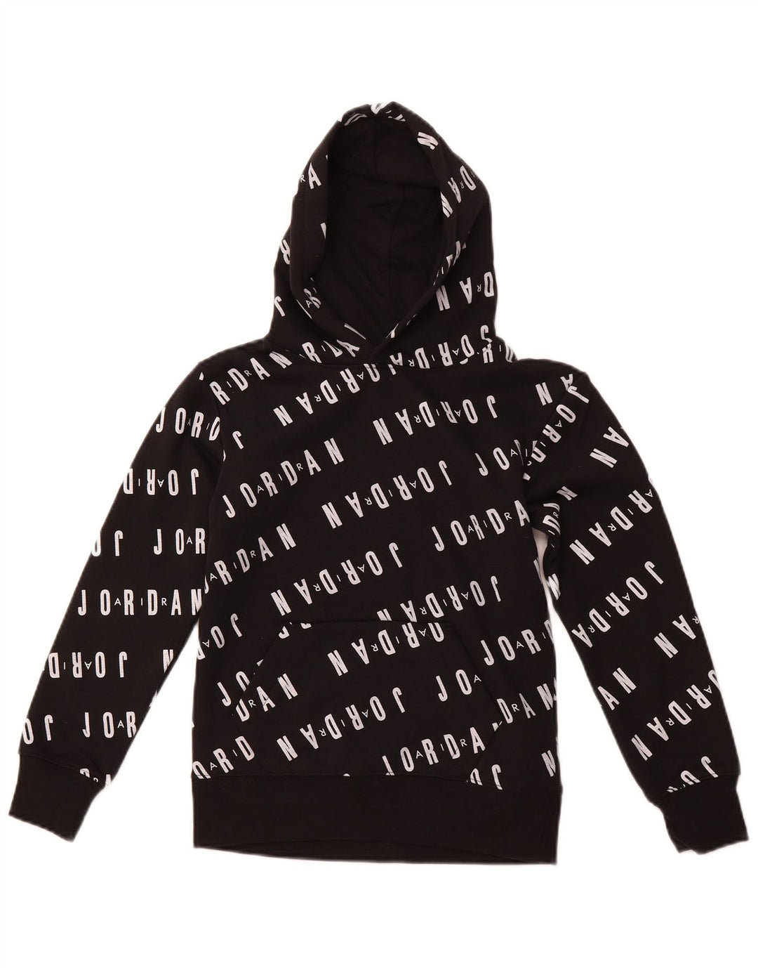 JORDAN Sudadera con capucha estampada para niños de 8 a 9 años, talla pequeña, algodón negro