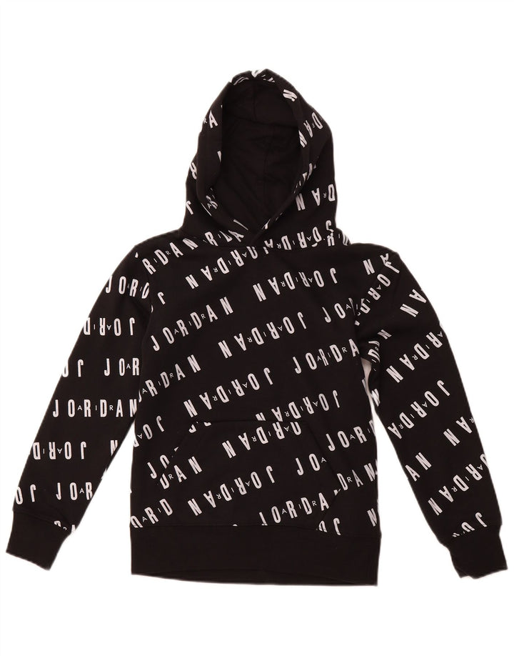 JORDAN Sudadera con capucha estampada para niños de 8 a 9 años, talla pequeña, algodón negro