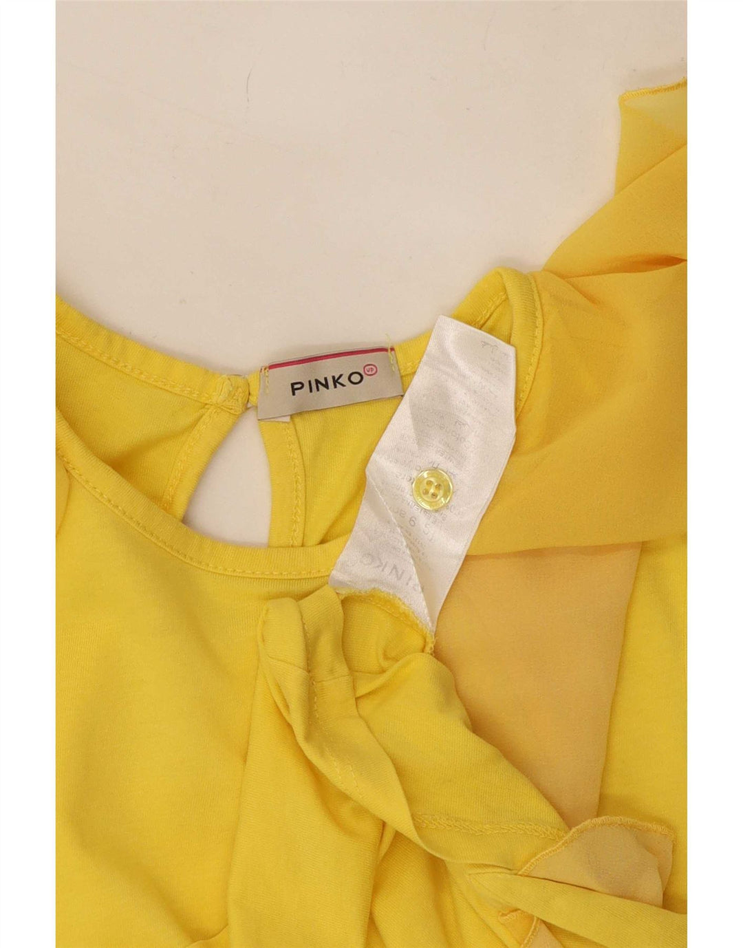 Pinko Blusa corta para mujer UK 8 Small Poliéster amarillo