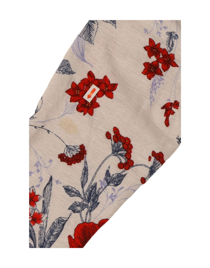 MARKS & SPENCER Womens Oversized Top Long Sleeve UK 22 3XL White Floral Vintage Marks & Spencer and Second-Hand Marks & Spencer from Messina Hembry 