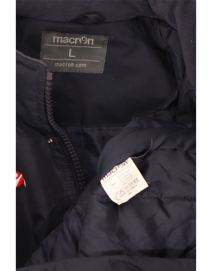 Macron Chaqueta acolchada con capucha y gráfico para hombre UK 40 Large Poliéster azul marino