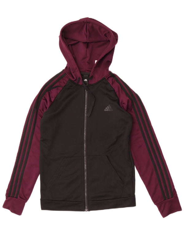 Adidas Sudadera con capucha y cremallera para mujer UK 12/14 Medium Black Colourblock