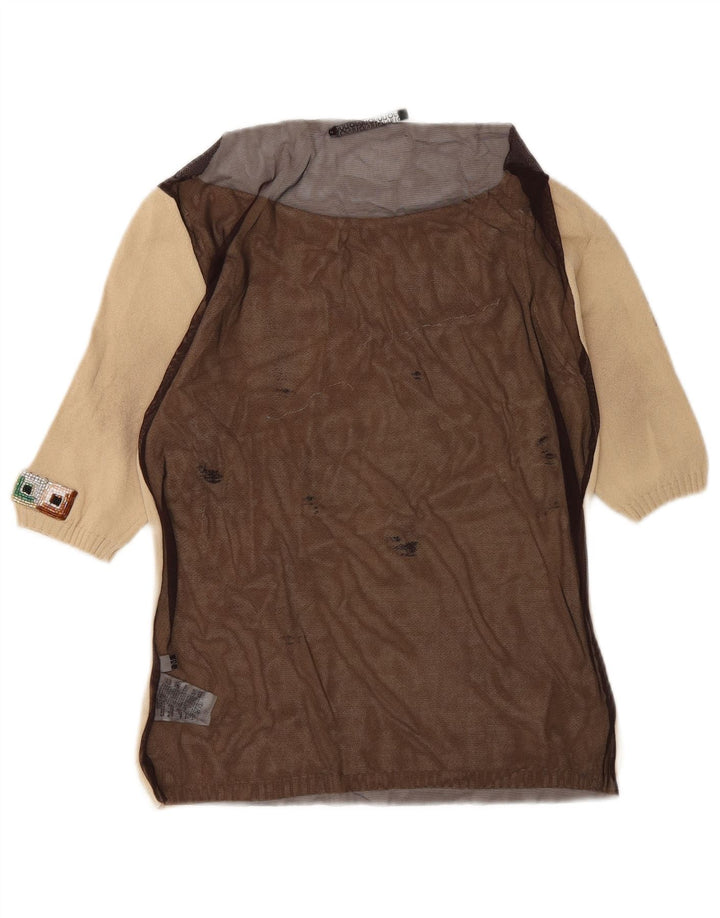 Liu Jo Blusa transparente para mujer UK 42 Bloque de color beige medio