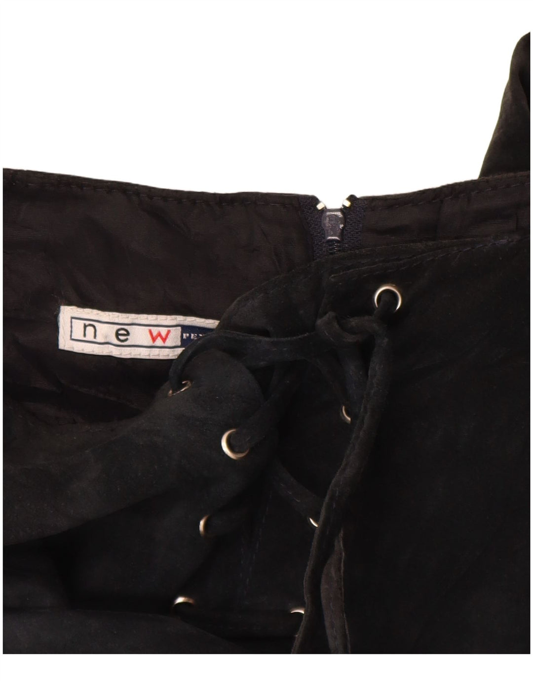 VINTAGE Mujer Ante Maxi Falda Reino Unido 10 Pequeño W26 Cuero Negro