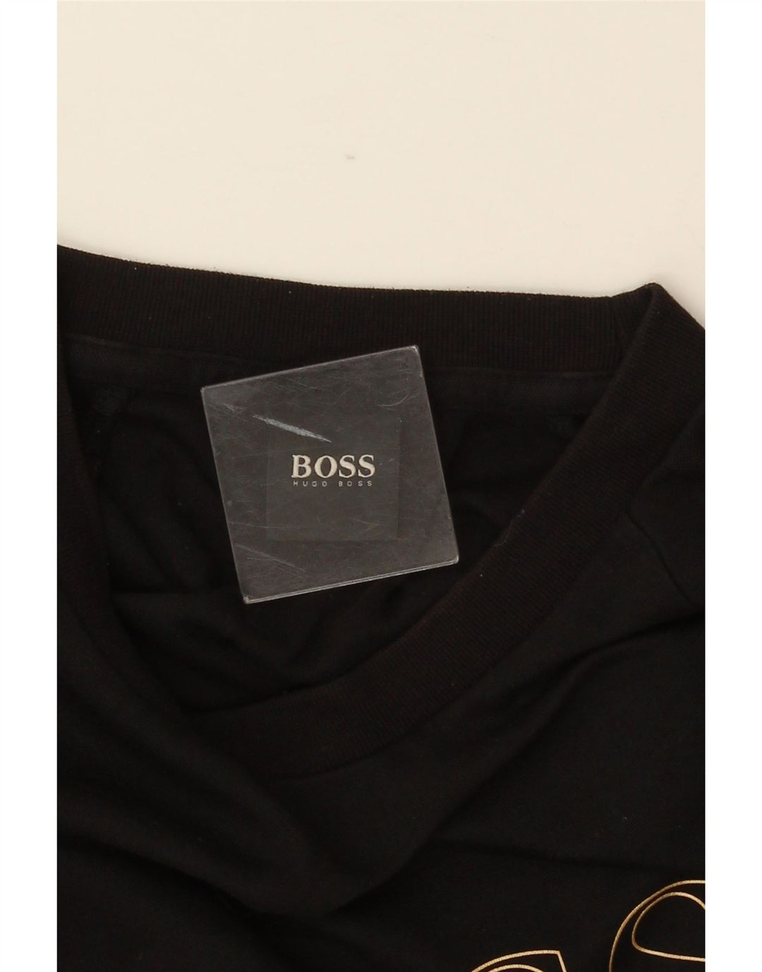 HUGO BOSS Hombre Sudadera con gráfico tipo jersey de algodón negro mediano