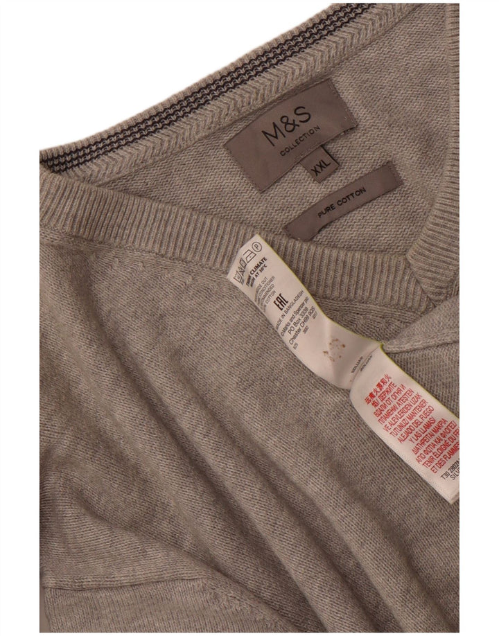 Marks & Spencer - Jersey con cuello en V para hombre, talla 2XL, algodón gris