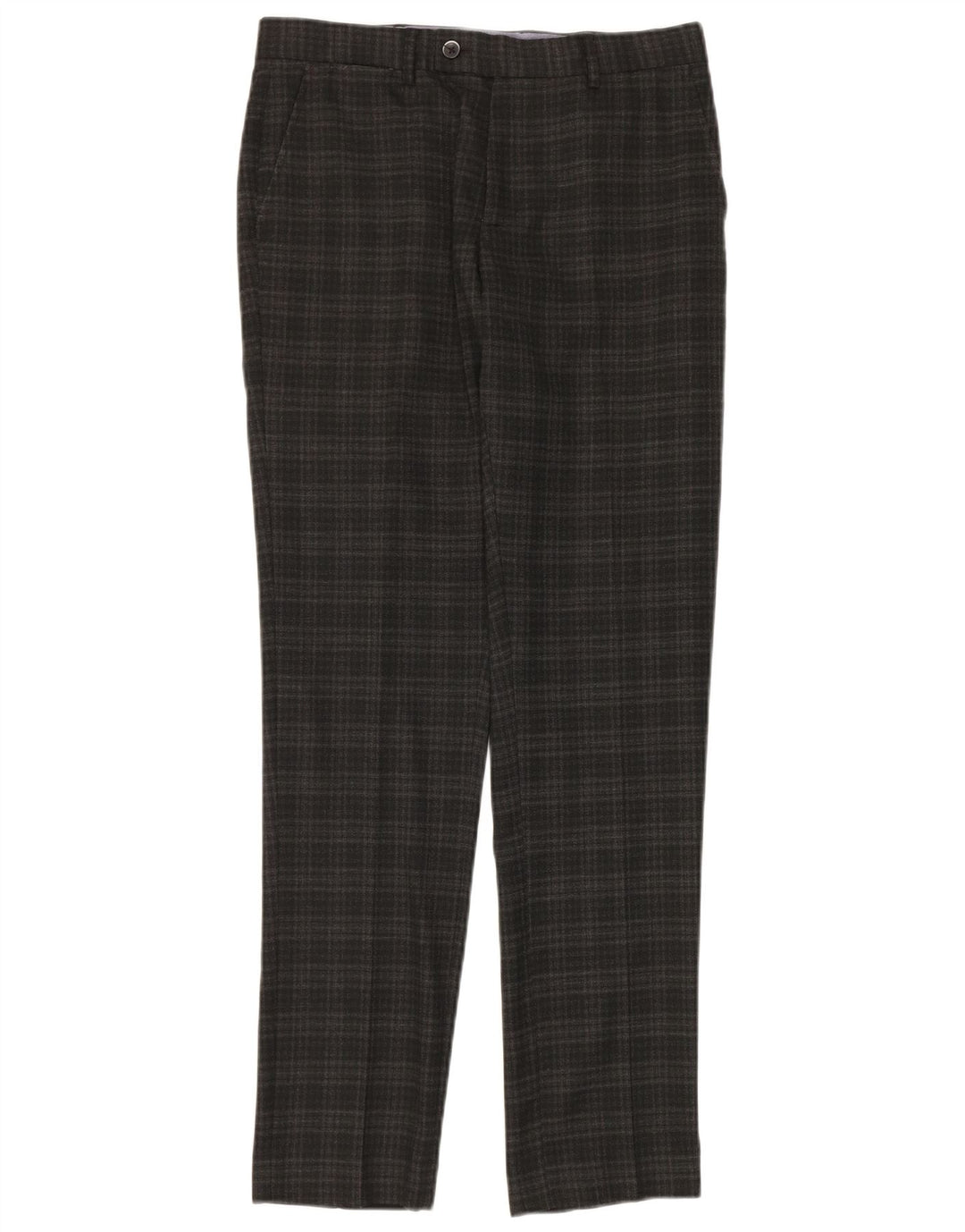 Pantalón de traje ajustado Penguin para hombre W30 L32 Poliéster a cuadros gris