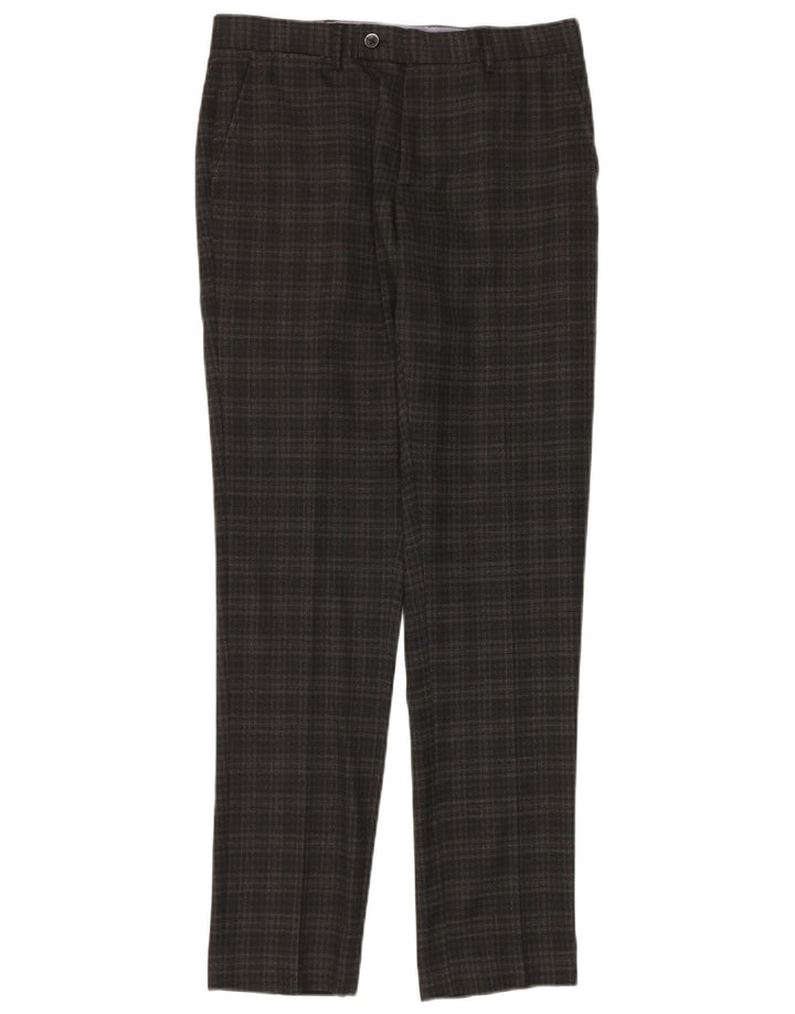 Pantalón de traje ajustado Penguin para hombre W30 L32 Poliéster a cuadros gris