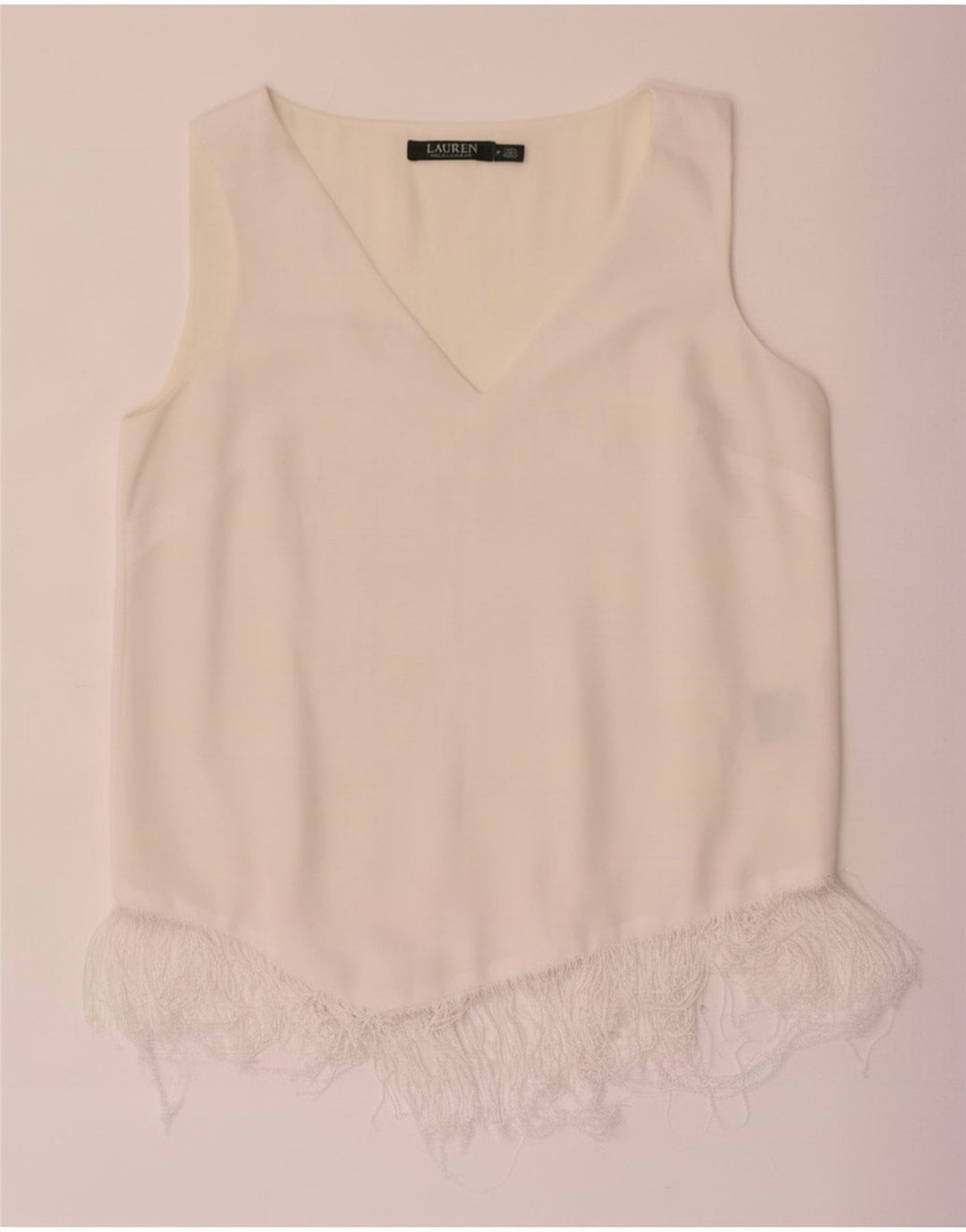 Ralph Lauren Blusa sin mangas para mujer US 6 Medio Blanco Poliéster