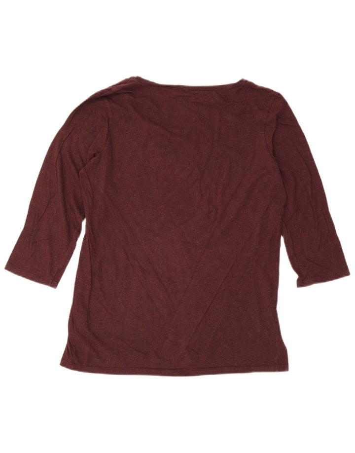 Camiseta para mujer Fat Face manga 3/4 UK 44 Algodón burdeos medio