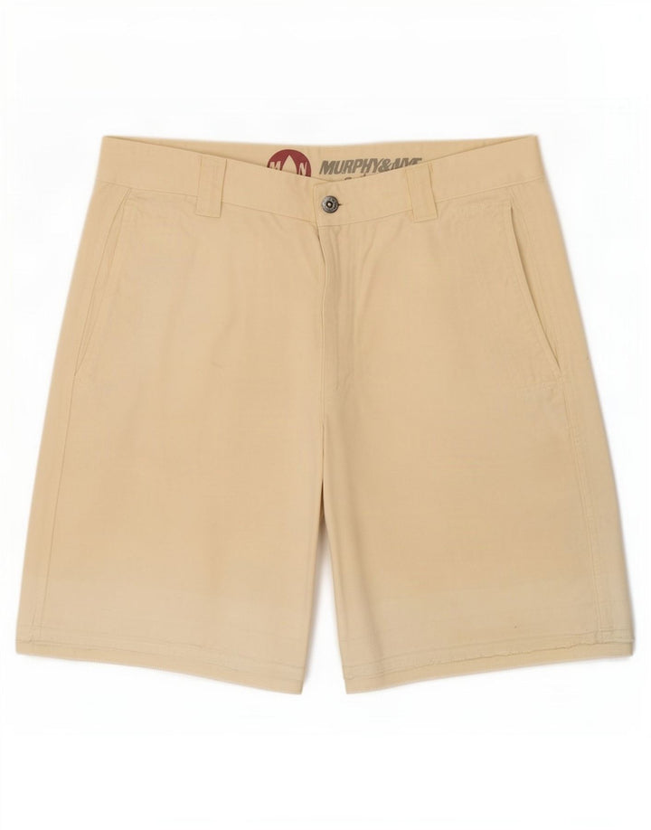Murphy & Nye Pantalones cortos chinos para hombre medianos W33 Algodón beige
