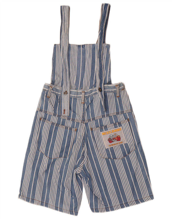 Vintage mujer peto pantalones cortos W28 azul medio rayas