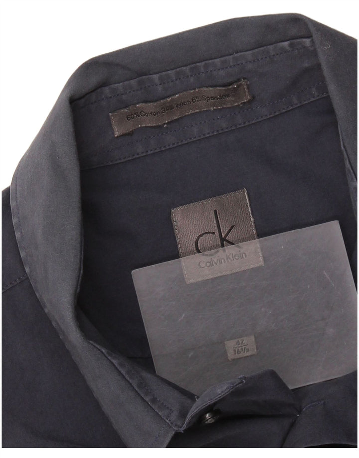 Camisa CALVIN KLEIN para hombre Talla 42 16 1/2 Grande Azul marino Algodón