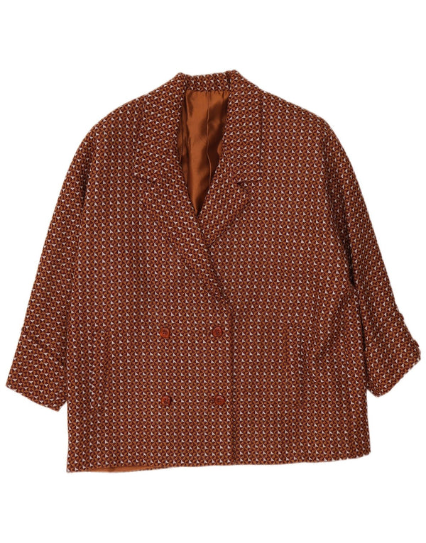 Vintage mujer chaqueta blazer de gran tamaño Reino Unido 20 2XL marrón geométrico