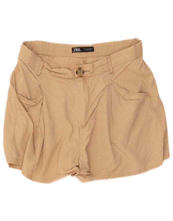 Zara Mujer Pantalones Cortos Casuales Grande W32 Beige