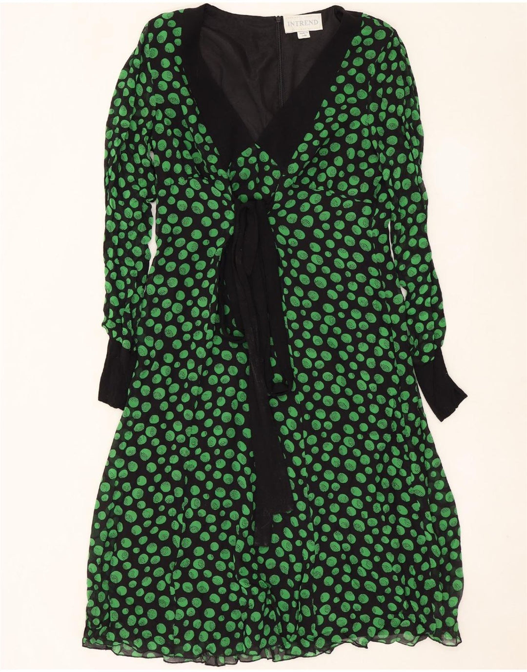 Max Mara Vestido acampanado de manga larga Intrend para mujer UK 42 Medium Black Spotted