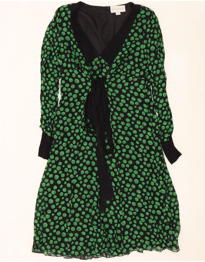 Max Mara Vestido acampanado de manga larga Intrend para mujer UK 42 Medium Black Spotted