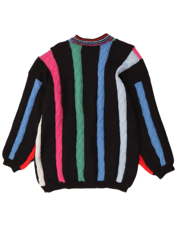 Vintage mujer cuello redondo jersey suéter Reino Unido 16 grande multicolor