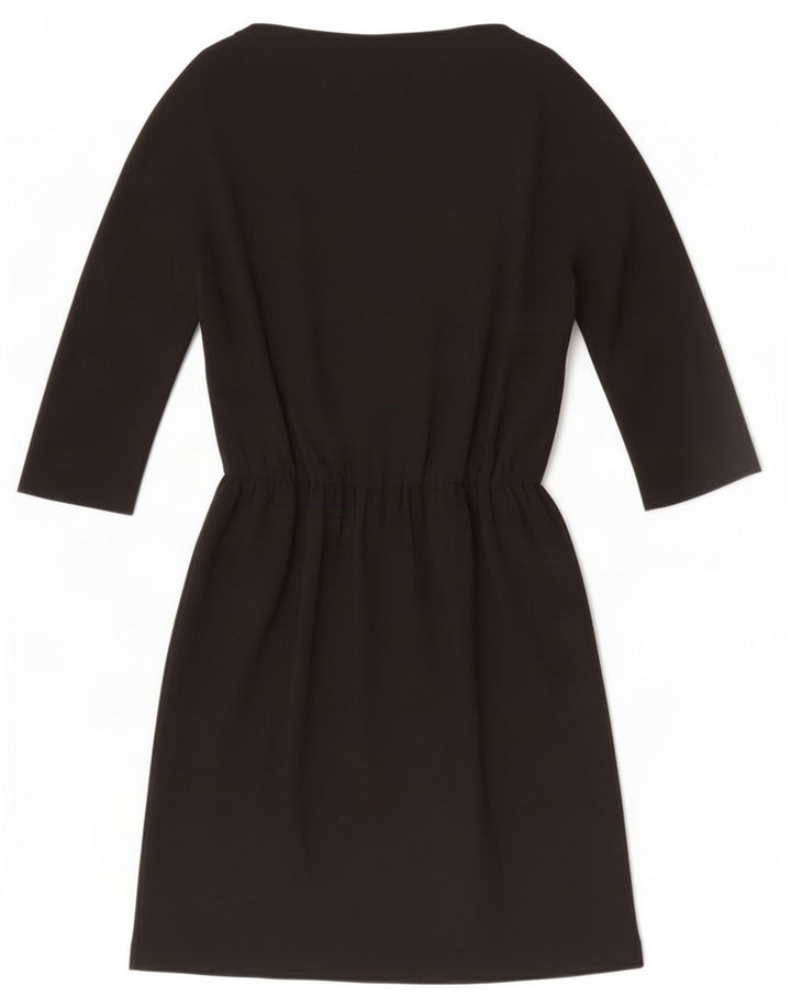 Zara Vestido Básico De Manga 3/4 Para Mujer UK 42 Mediano Negro