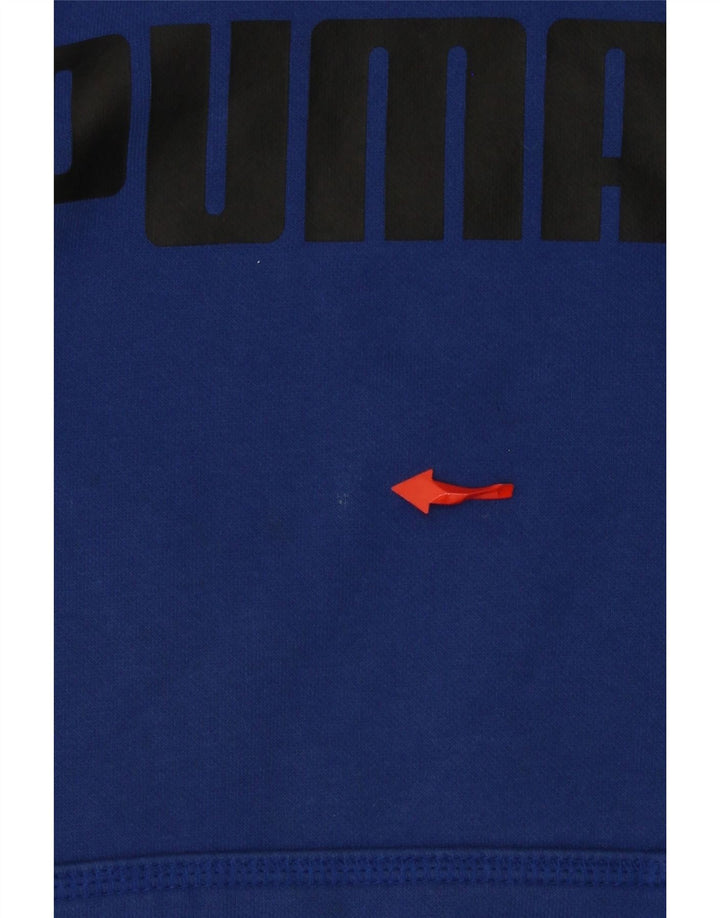 PUMA Jersey con capucha gráfica para hombre pequeño de algodón azul