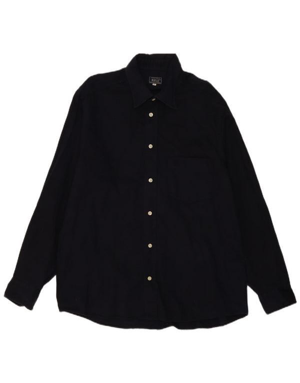 Camisa Rifle Hombre Grande Azul Marino Algodón