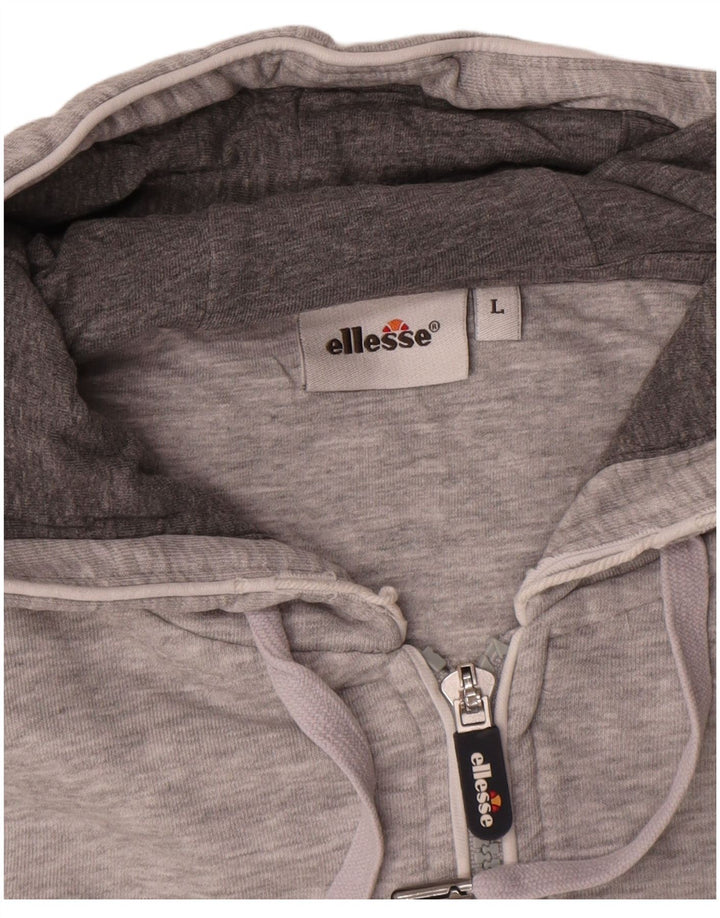 Ellesse - Sudadera con capucha y cremallera gráfica para hombre, talla grande, algodón gris