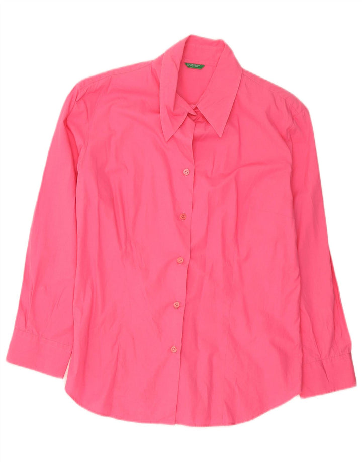 Camisa Benetton Mujer Grande Rosa Algodón