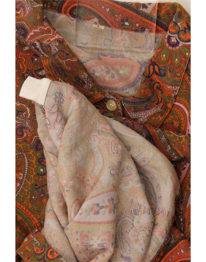 Vintage mujer camisa Reino Unido 16 grande multicolor Paisley