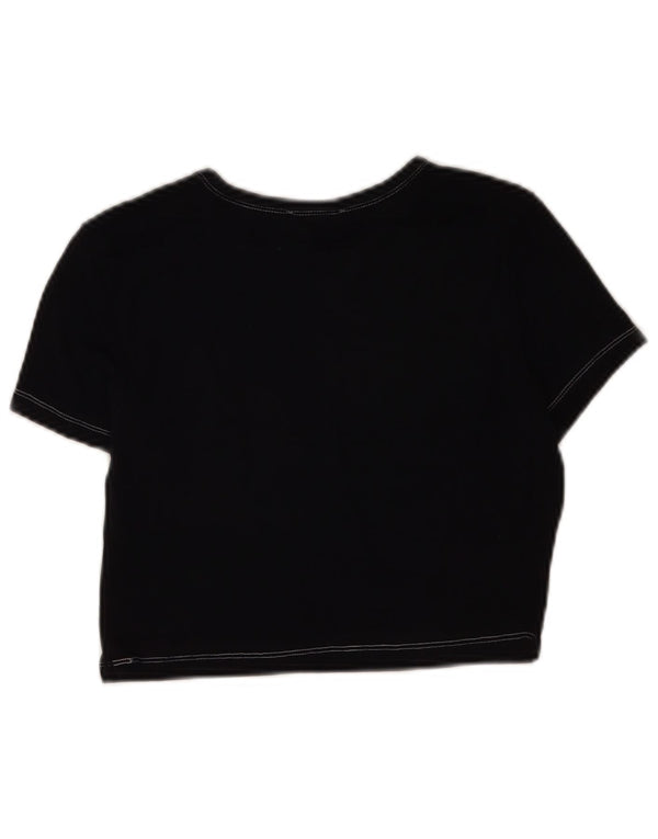 Zara Mujer Crop Camiseta Top UK 40 Grande Azul Marino