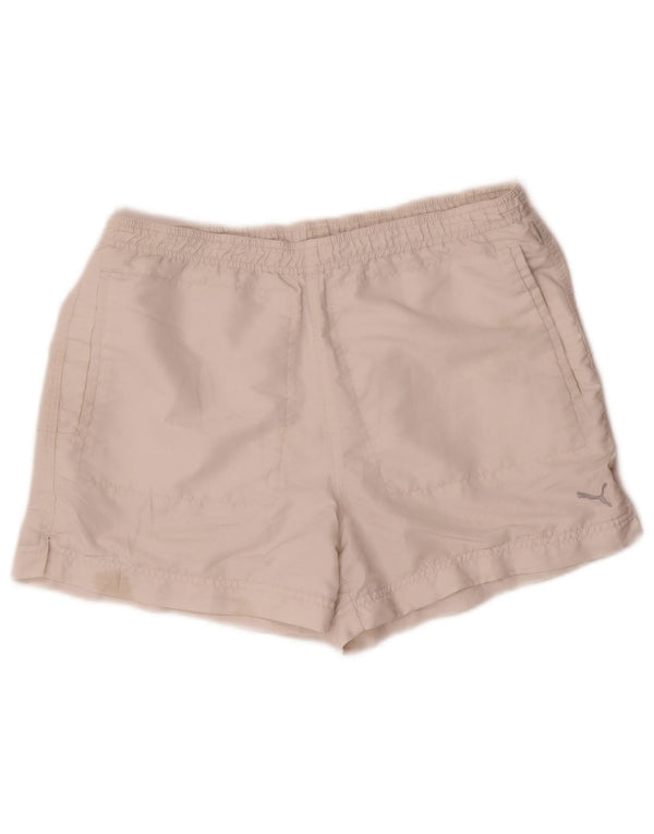 Puma - Pantalones cortos deportivos para mujer, talla 40, poliéster blanco mediano