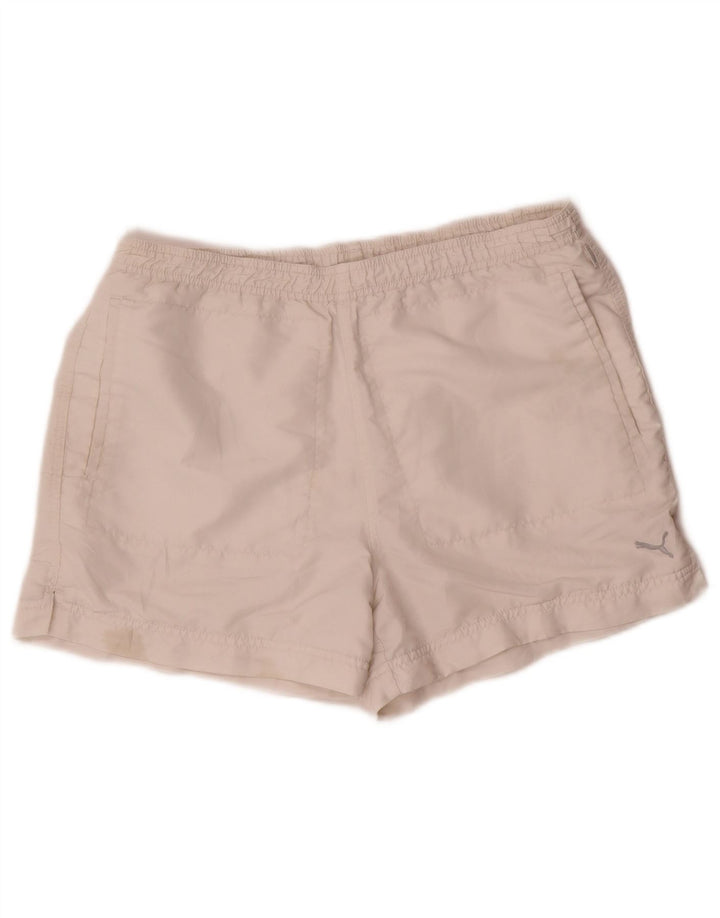Puma - Pantalones cortos deportivos para mujer, talla 40, poliéster blanco mediano