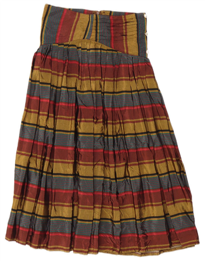 VINTAGE Maxi Falda Mujer W26 Pequeño Cuadro Multicolor