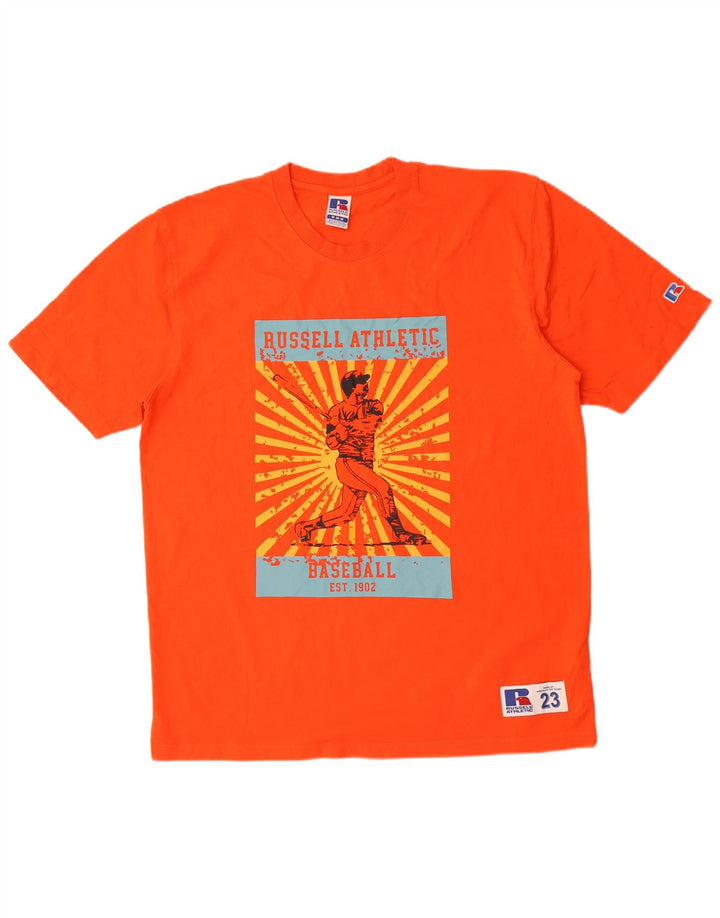 Russell Athletic - Camiseta gráfica para hombre, color naranja medio, algodón