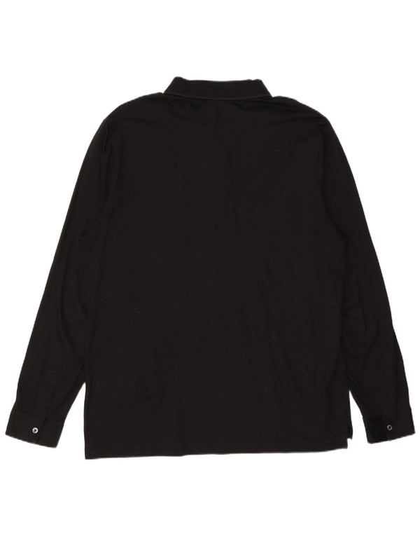 HUGO BOSS Polo de manga larga ajustado para hombre 2XL Algodón negro