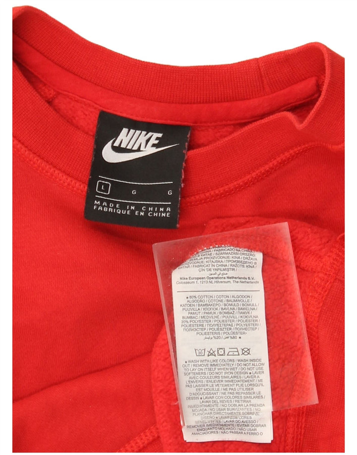 NIKE Mujer Oversize Crop Graphic Sudadera Jumper UK 40 Grande Rojo