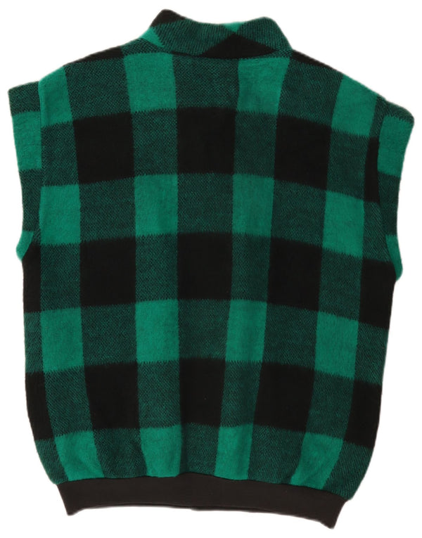 Vintage hombres Gilet Reino Unido 40 grande verde Gingham