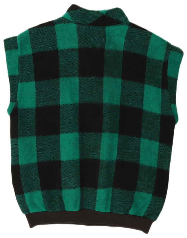 Vintage hombres Gilet Reino Unido 40 grande verde Gingham