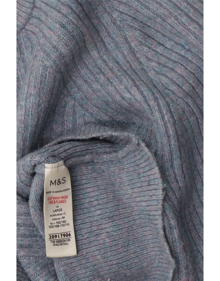 Marks & Spencer Jersey con cuello alto para mujer, talla 44, talla grande, color azul