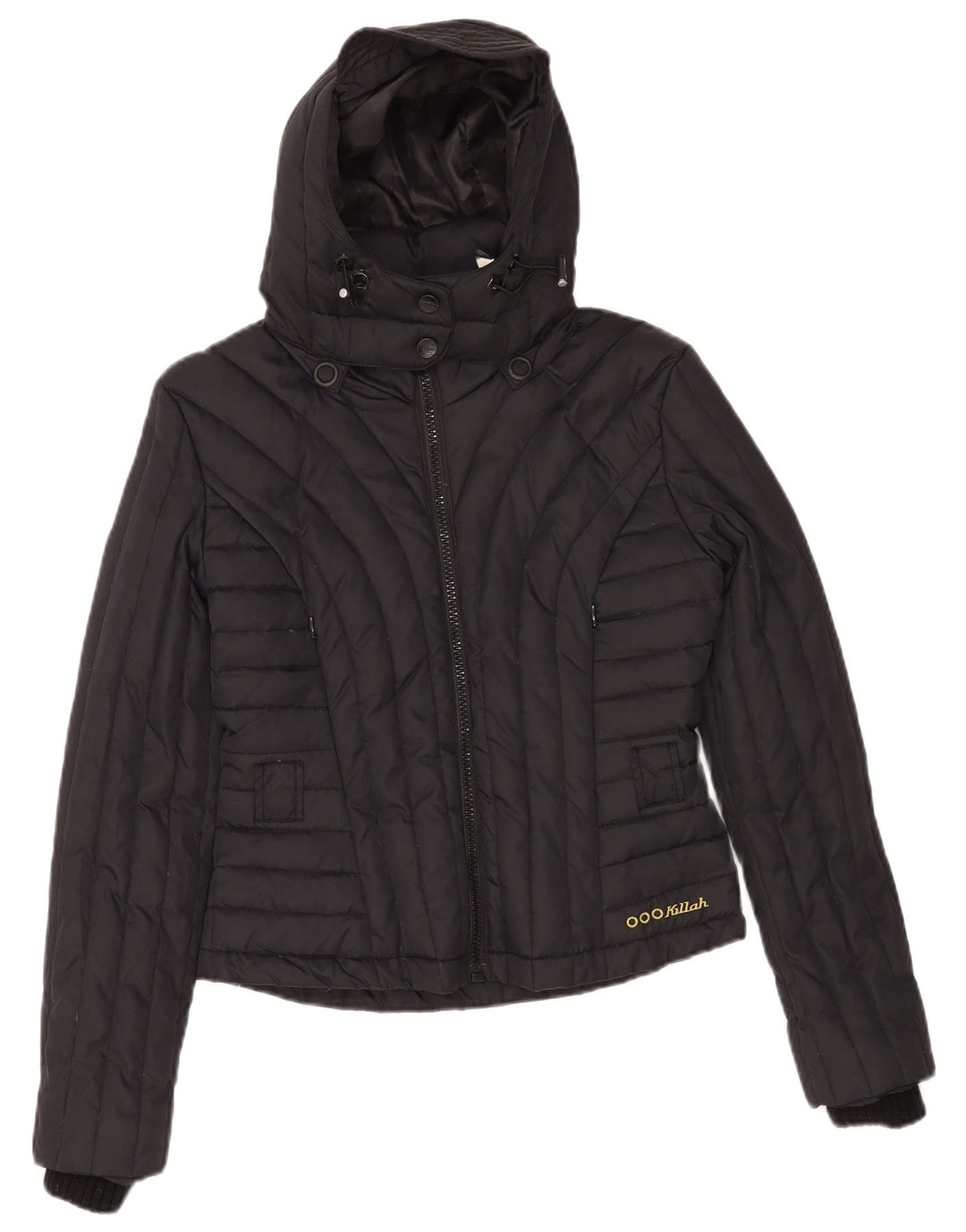 Killah Chaqueta acolchada con capucha para mujer UK 44 Medium Black Nylon