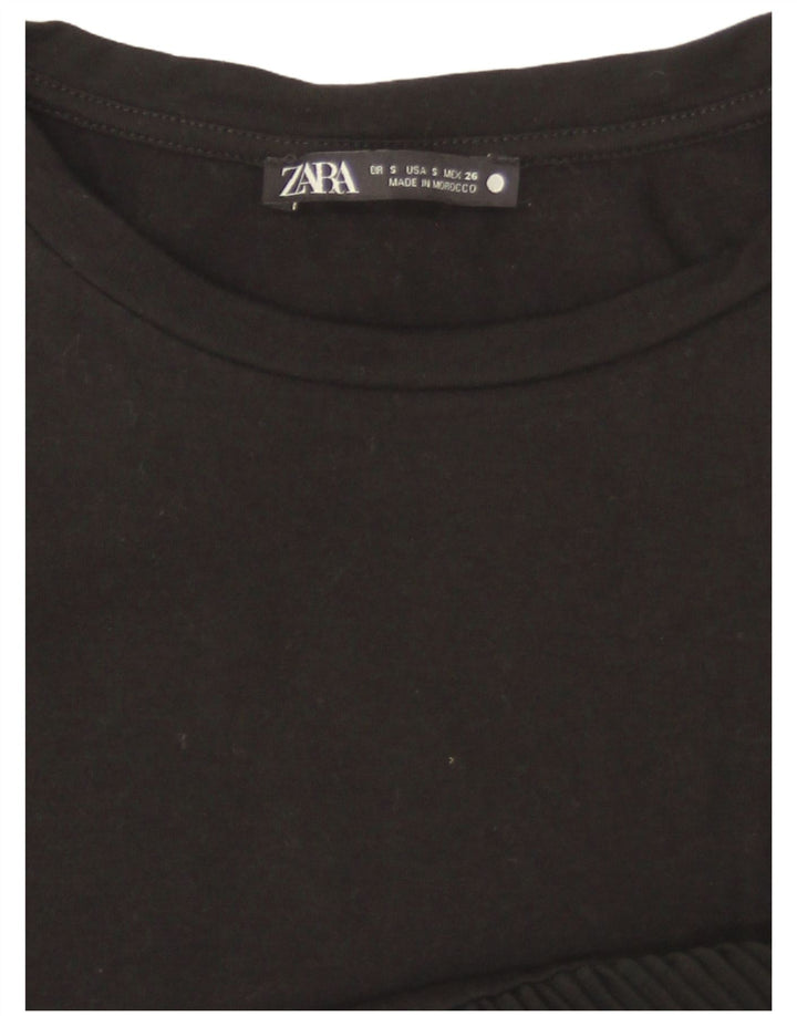 Zara Mujer Camiseta Top UK 10 Small Negro