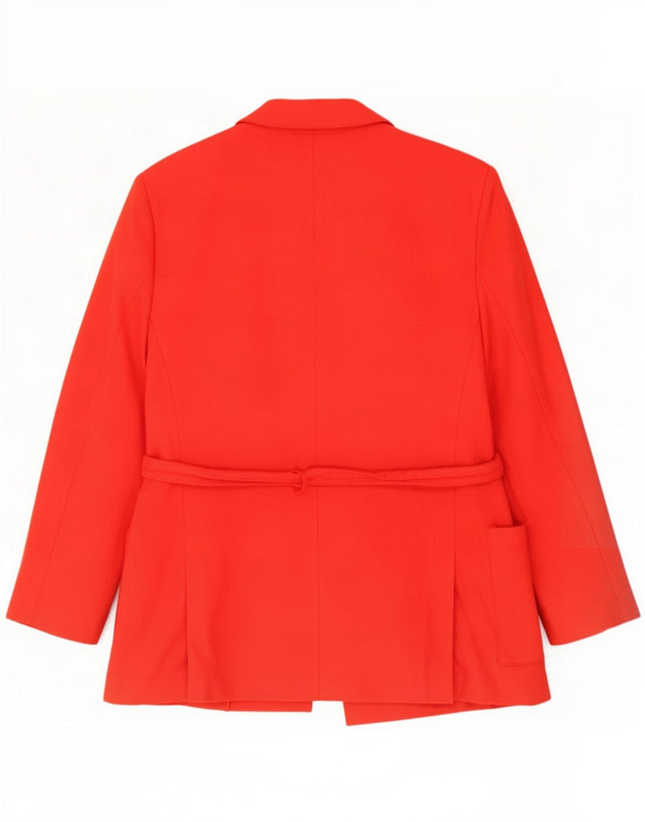 Vintage mujer Blazer chaqueta Reino Unido 14 lana virgen roja mediana
