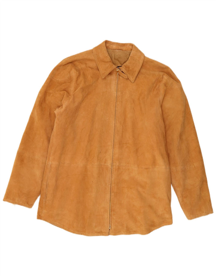 Escada Chaqueta de ante para mujer UK 44 Cuero marrón medio