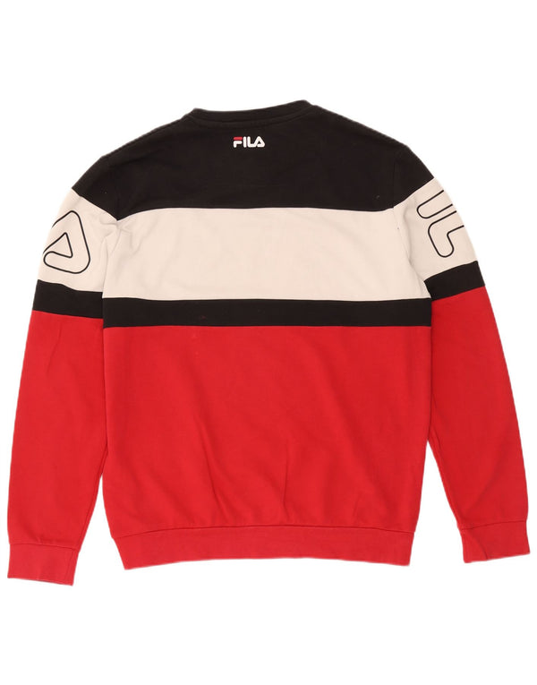 Fila Hombre Graphic Sudadera Jumper Large Rojo Colorblock Algodón