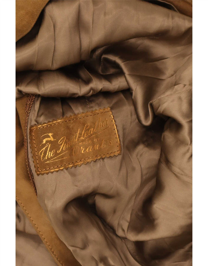 Vintage mujer 3 botones ante Blazer chaqueta Reino Unido 14 marrón medio